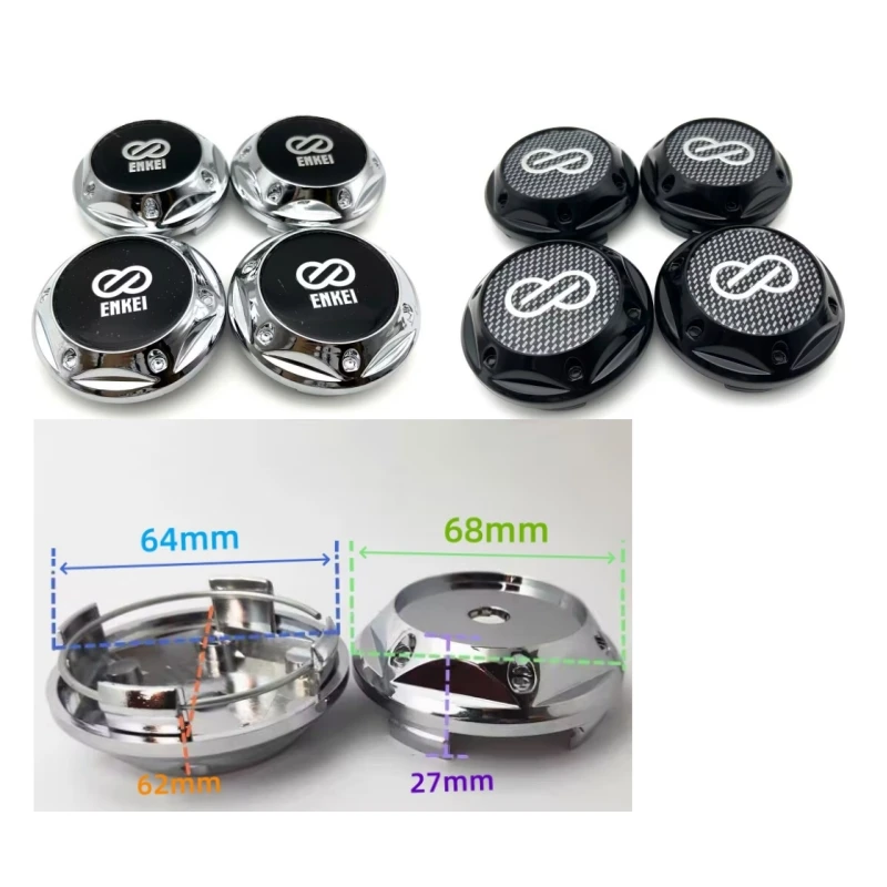 4 قطعة/المجموعة 68 مللي متر OD/64 مللي متر ID Enkei سيارة عجلة مركز قبعات محور التصميم الحافات غطاء محاور غطاء شارة شعار اكسسوارات السيارات #2