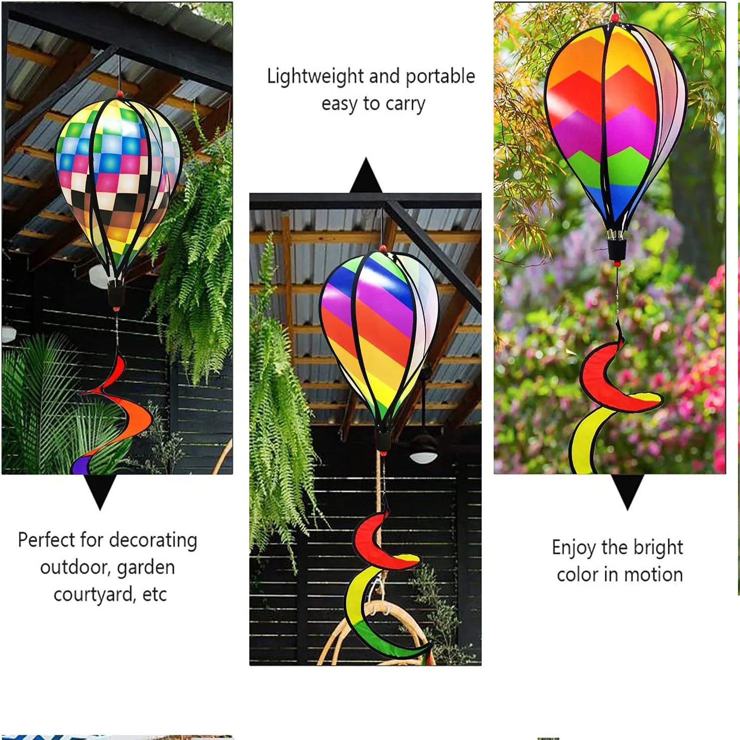 Balon na ogrzane powietrze tęczowy, cekiny tęczowe, wiatrak, zawieszka, wiatr do balonu na ogrzane powietrze