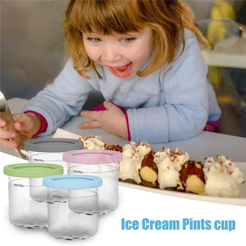 Ice Cream Pints Cup, ไอศกรีมคอนเทนเนอร์พร้อมฝาปิดสําหรับ Ninja Creami Pints NC301 NC300 NC299AMZ Series Ice Cream Maker