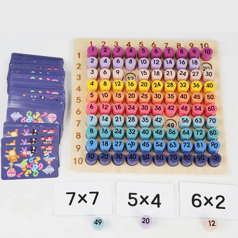 Tablero de multiplicación Montessori 99, ayuda para enseñanza de matemáticas, juego de mesa de división de multiplicación, juguetes educativos para edades tempranas para niños