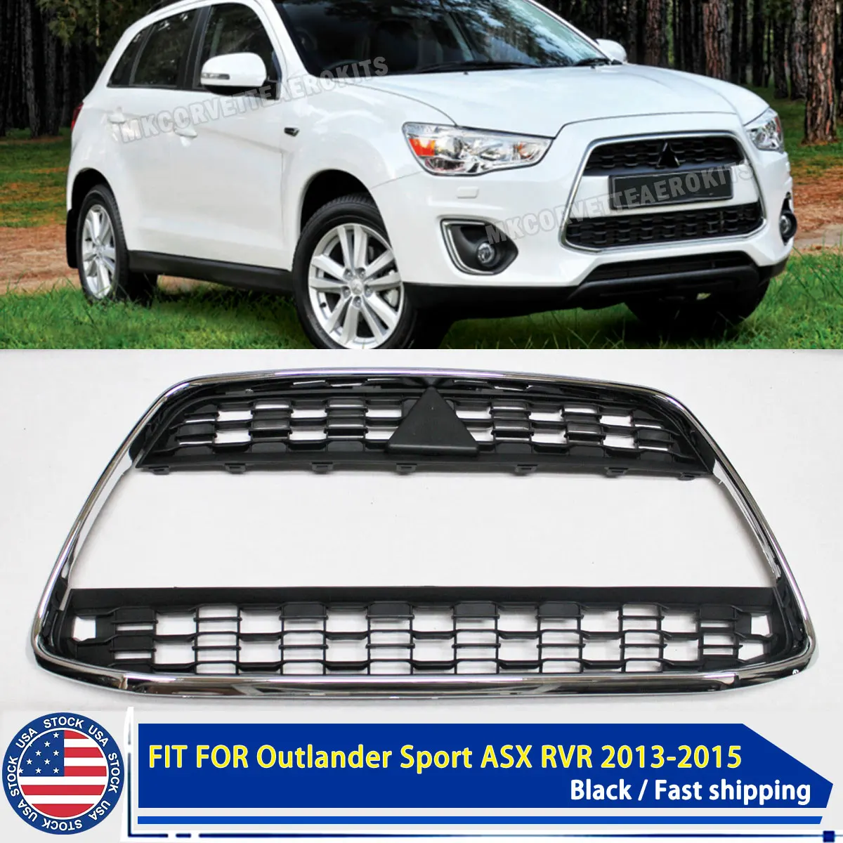 

Для Mitsubishi Outlander Sport ASX RVR 2013-15 передняя решетка с молдинговой отделкой