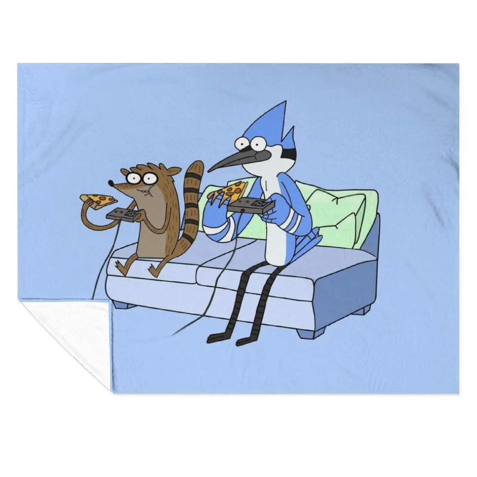 

Mordecai and Rigby Pizza and Video Games Throw Blanket For Decorative Sofa Vintage Thermal Blankets
