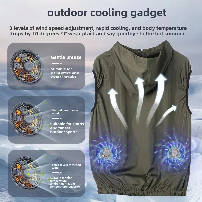Outdoor Cooling Air Conditioning Vest with Built-in Fan - Portable Fan-Integrated Cooling Vest for Outdoor Activities
