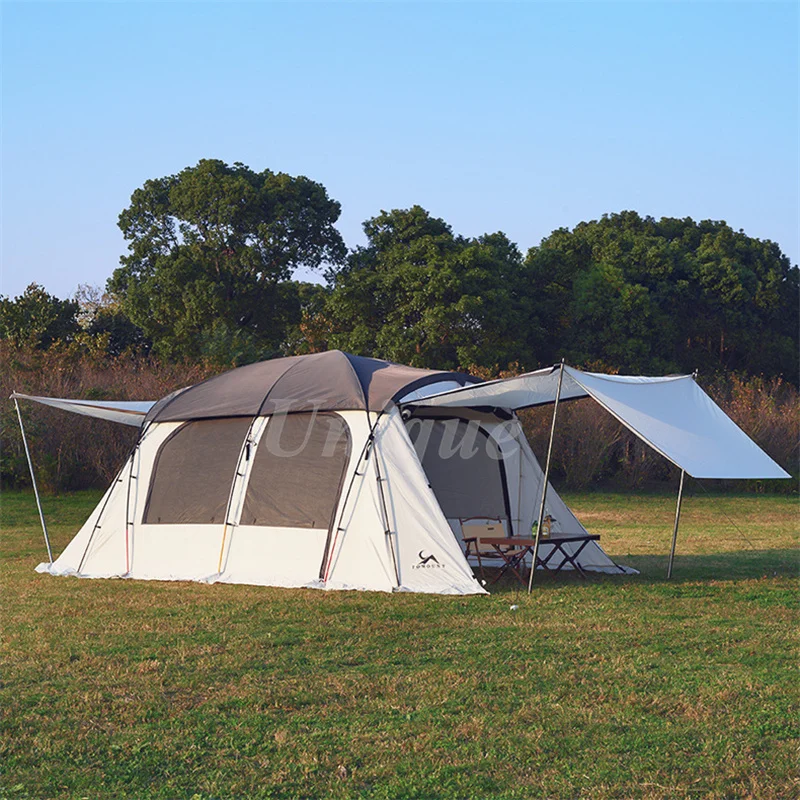 Outdoor Tunnel Tent for 5 Person, One Room, One Hall, Double Layer Tent, Oxford Cloth, Rainproof