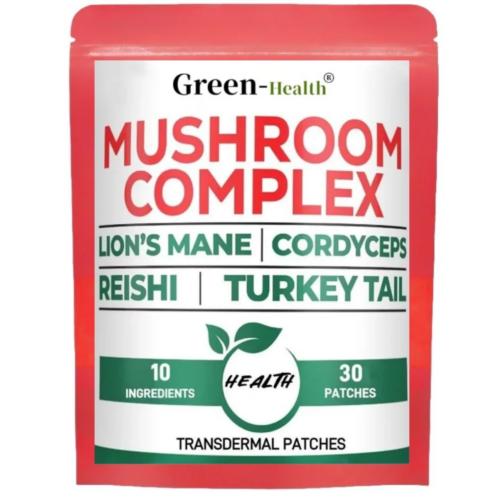 30 Patches 10 in1 Lions Mane Complex Transdermal Patches - Blended with Cordyceps Sinensis, Reishi Mushroom Turkey Tail Mushroom