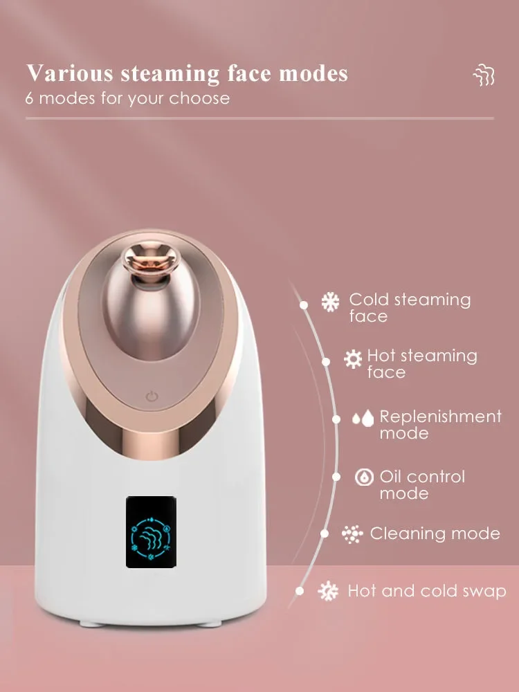Intelligent facial care with 6 beauty modes: face steamer, water replenisher, and humidifier
