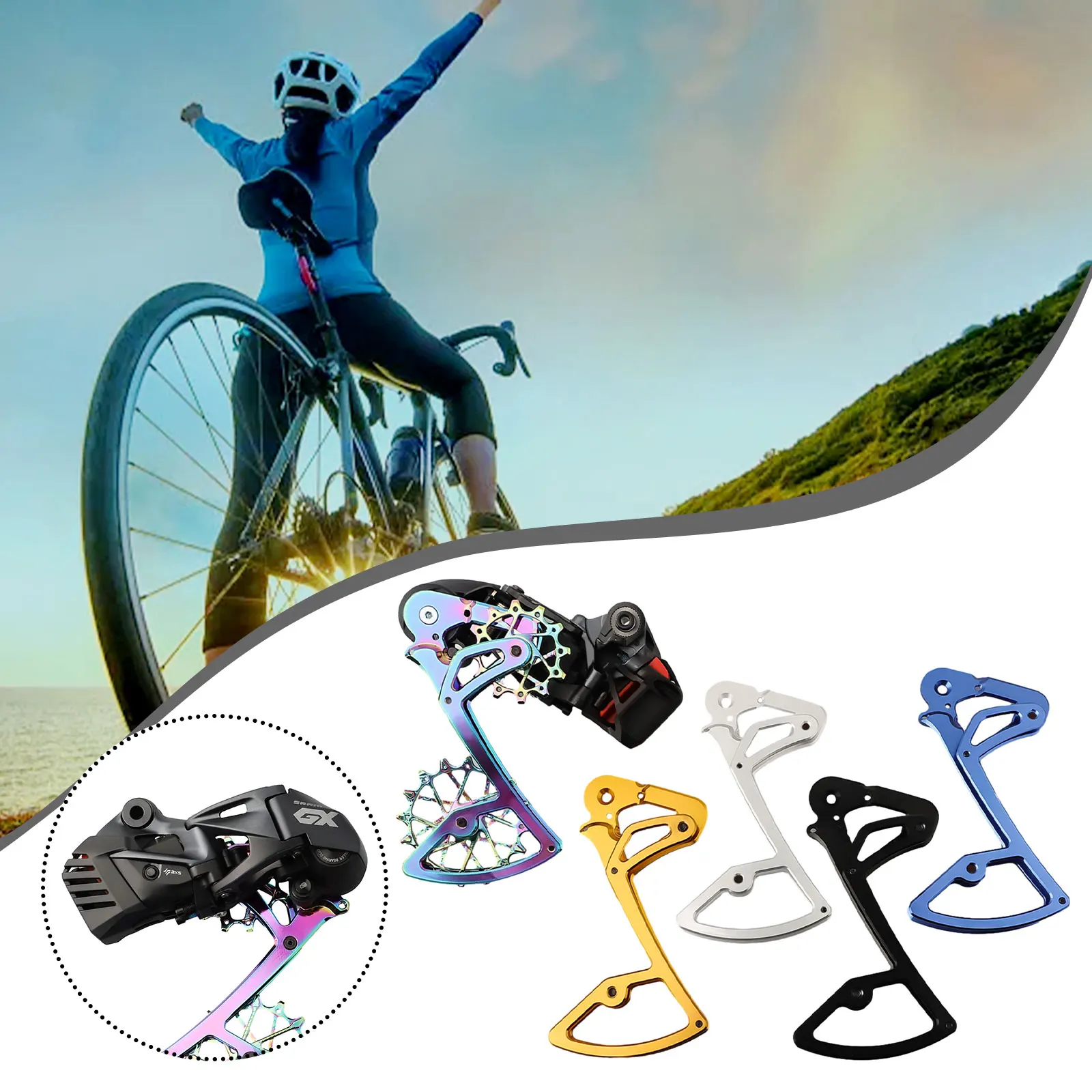 

High Quality Sports Hobbies Inner Plate Rear Derailleur Machined Aluminum Alloy Cage Cycling External Internal