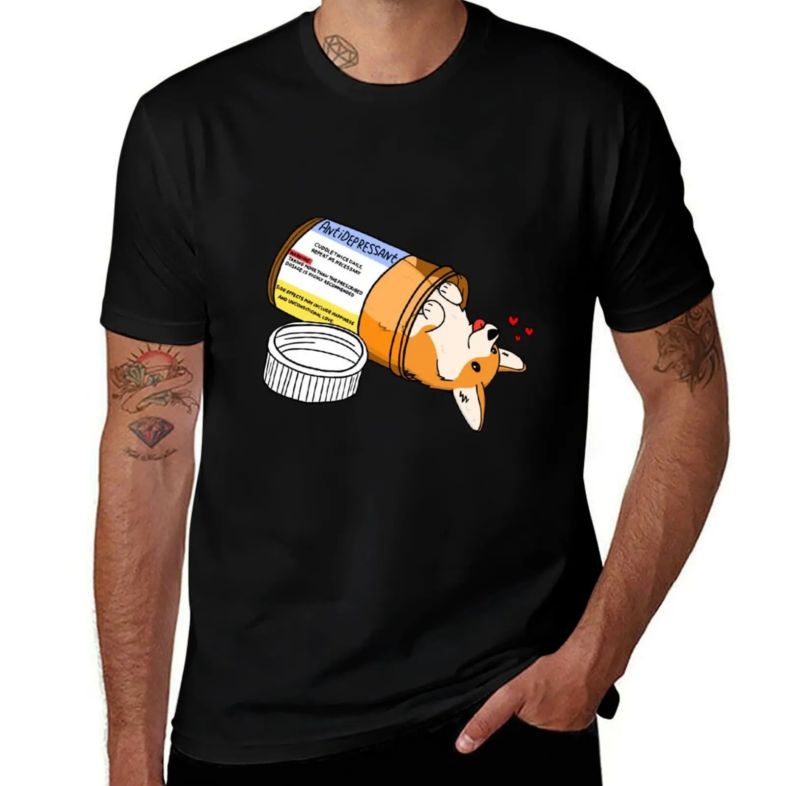 Puppy antidepressant love medicine T-Shirt t shirts designer t shirt custom print t shirts for man cotton soft T-shirt