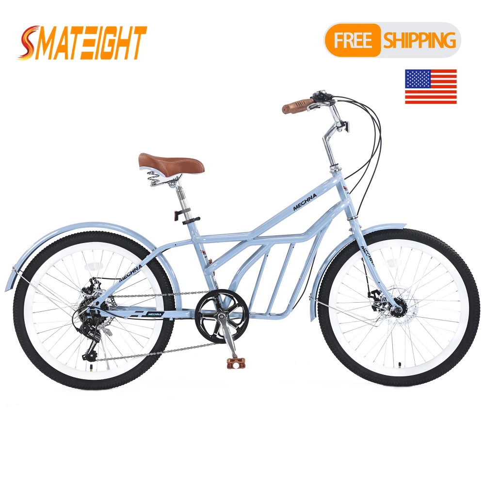 

24 Inch Bicycle Steel Frame 6 Speed Shimano Speed Bike Aluminum Rims Dual Disc Brake Commuter Bike for Adults Multiple Colors