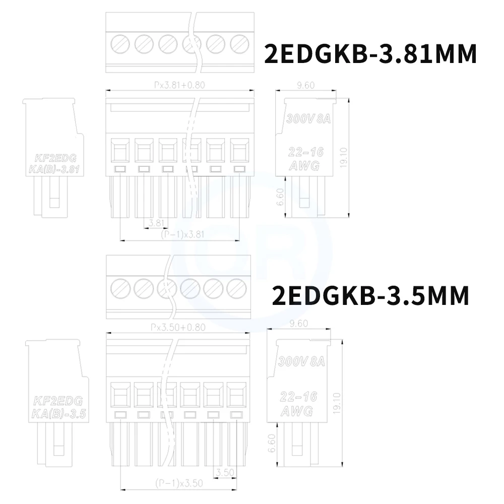 (10 peças) kf 2edgka 2edgkb 3.81mm 3.5mm passo saída lateral plugue vertical 15edgka 3.5 / 3.81 bloco terminal plug-in vertical 2-24 pinos