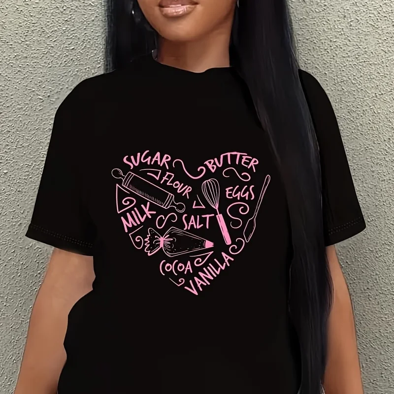 Love Baking Cake Pastry Chef Women's Plus Size T-Shirt 100% Cotton 220g