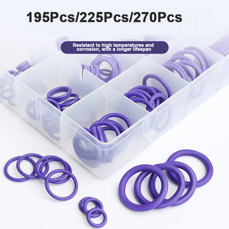 270Pcs Universal Car AC O-Ring Assortment 18 Sizes R134a Refrigerant Seal Washer Automotive Air Conditioning Repair Kit