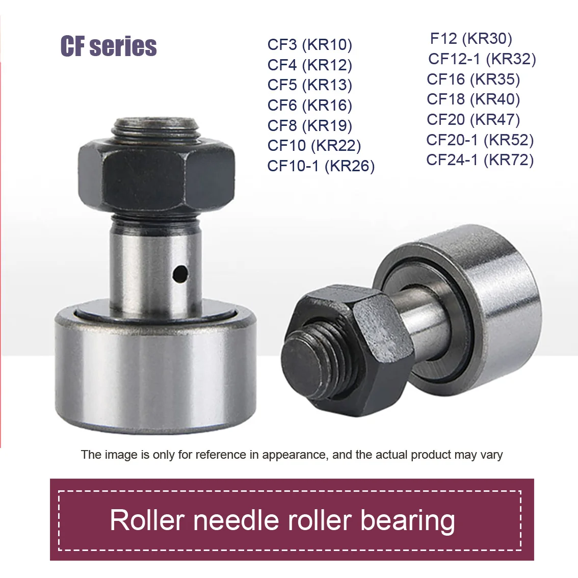 1 قطعة كام أتباع الترباس نوع محمل ذو بكرات إبرية عجلة و دبوس تحمل CF3 CF4 CF5 CF6 CF8 CF10 CF10 -1 CF12-CF24-1 (KR10-KR72)