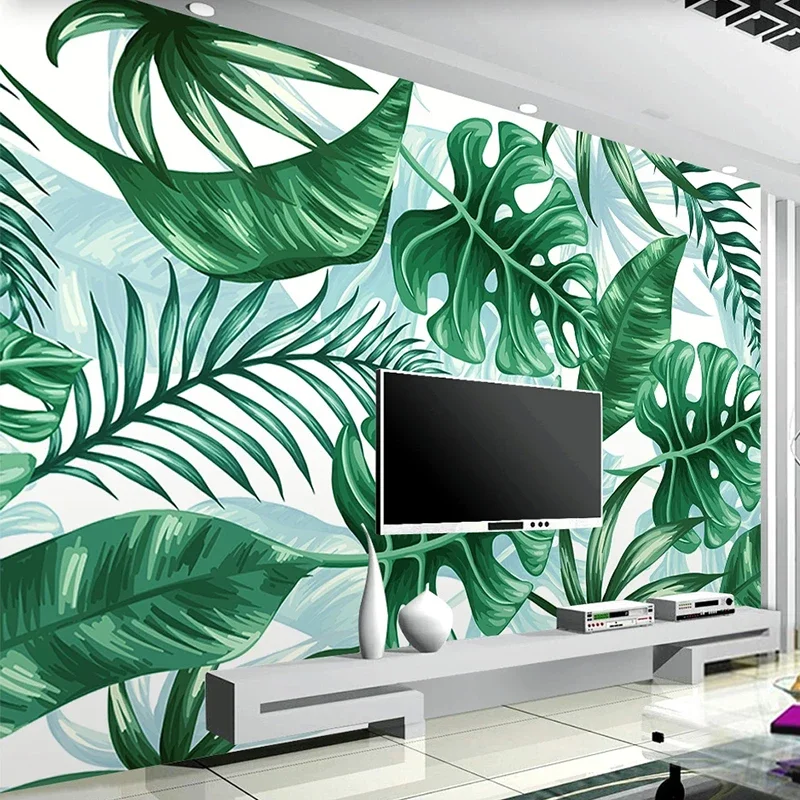 Custom 3D Papel De Pared Photo Wallpaper Plant Green Leaves Decor Wall Painting Pastoral Living Room Bedroom TV Background Mural