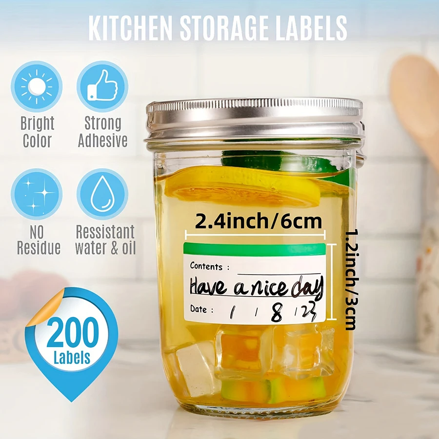 200 قطعة من ملصقات الفريزر الملونة لتخزين المواد الغذائية، ملصقات الثلاجة القابلة للإزالة لحاويات الطعام. #3