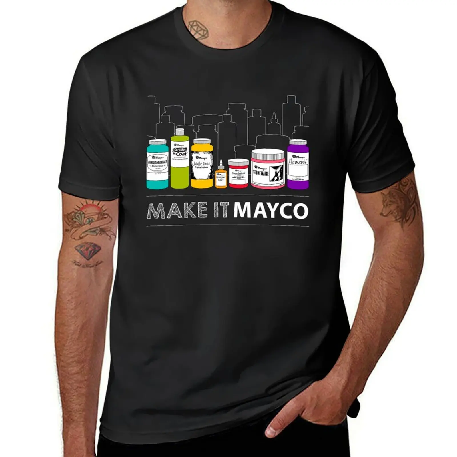 Make it Mayco Bottle Cityscape T-Shirt blacks customs design your own tees vintage clothes Men's cotton t-shirt