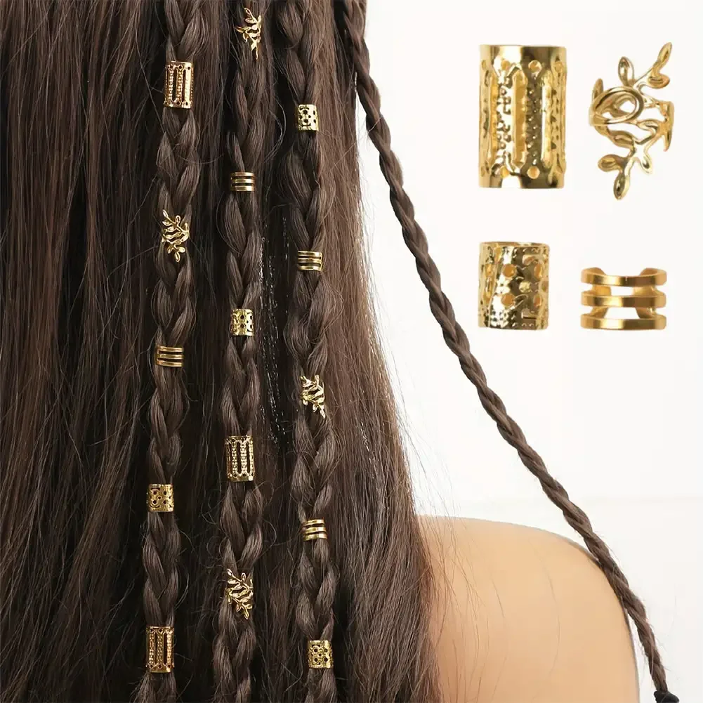 40pcs Alloy Braid Hair Ring Dreadlock Hair Ring - Hippie Style Hair Accessories Loc Hair Jewelry for Braids for Girls and Women