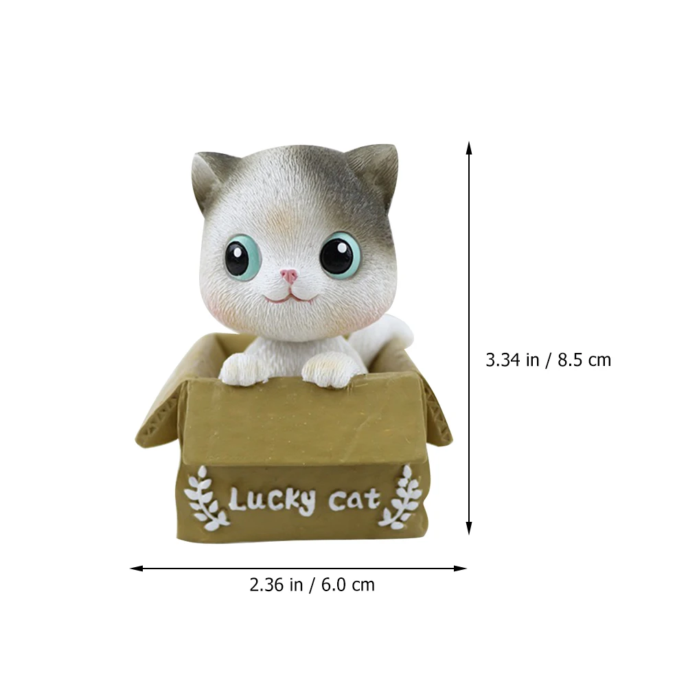 

2 Pcs Cat Ornaments Figure Decoration Figurine Cute Bobblehead Figurines Trinkets Resin