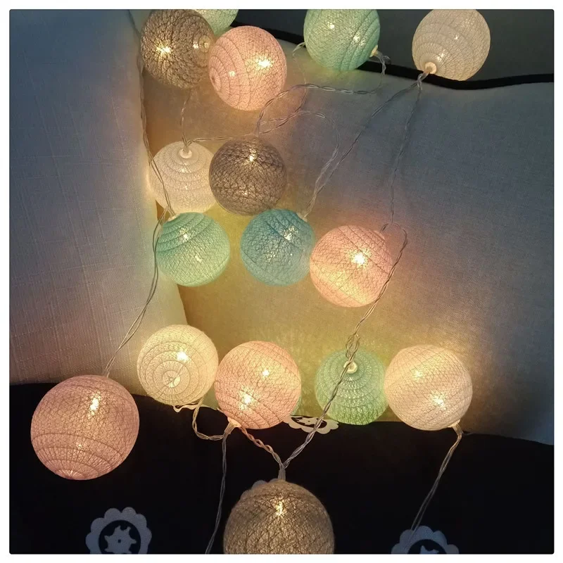 10/20/40 LED Katoen Rotan Bal Decoratieve Lichtslinger Handgemaakte DIY Schroefdraad Bal Batterij USB Thuis verzamelen Magische Gloeilamp