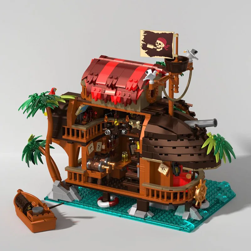 iambrick 31110 The Inverted Sail Tavern Model Pirate Architecture Series DIY Toys Building Blocks Boys' holiday gifts 1312Pcs