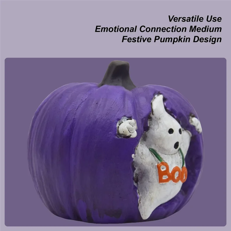 Halloween For Home Decorations Resin Sculpture Artwork Pumpkin Ghost Ornament For Holiday Indoor Party Desk
