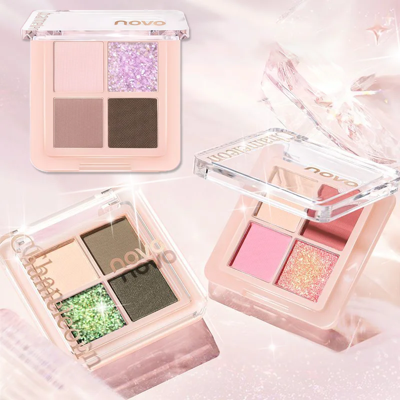 4-kleuren Chameleon oogschaduw make-uppalet - matte, satijnen en glanzende afwerking, waterdicht en zweetbestendig, perfect voor dagelijks gebruik