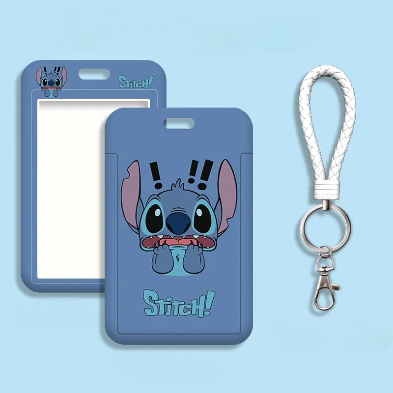 Pemegang kartu Disney Stitch kartun pelajar Stitch lucu plastik ABS kerajinan embos pria dan wanita tas kartu ID kartu Bank