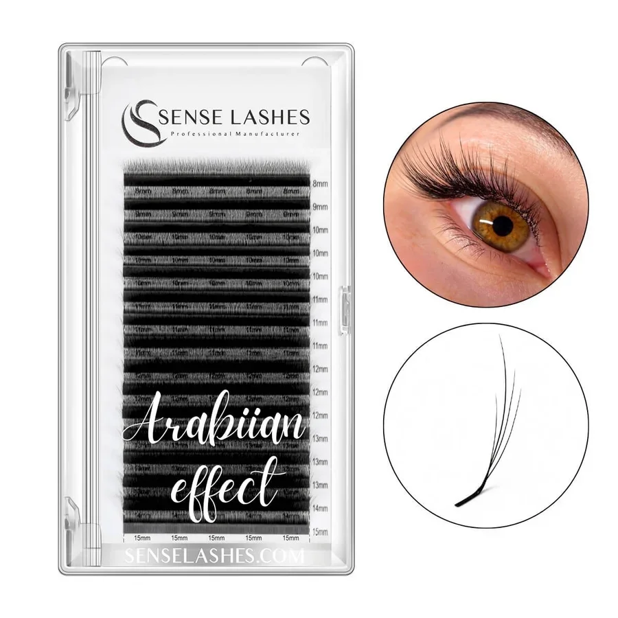 SENSE LASHES 16 Rows Arabian Effect 4D W Shape Eyelash B/C/CC/LB/LC Natural Soft Premade Fan Lashes