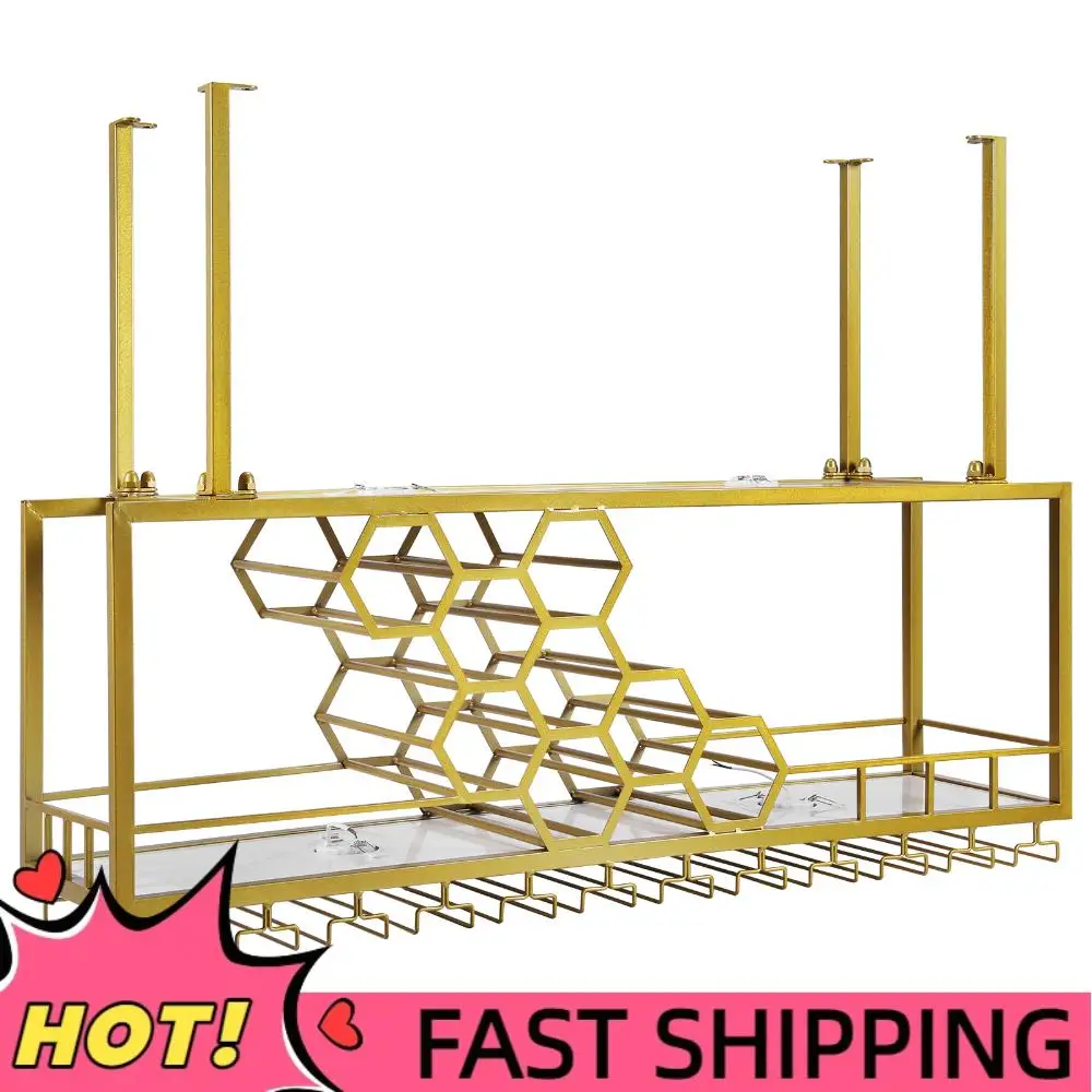 

Декоративная настенная подставка для вина, органайзер для алкоголя, вместительный держатель для бокалов для домашнего бара и столовой, декоративный