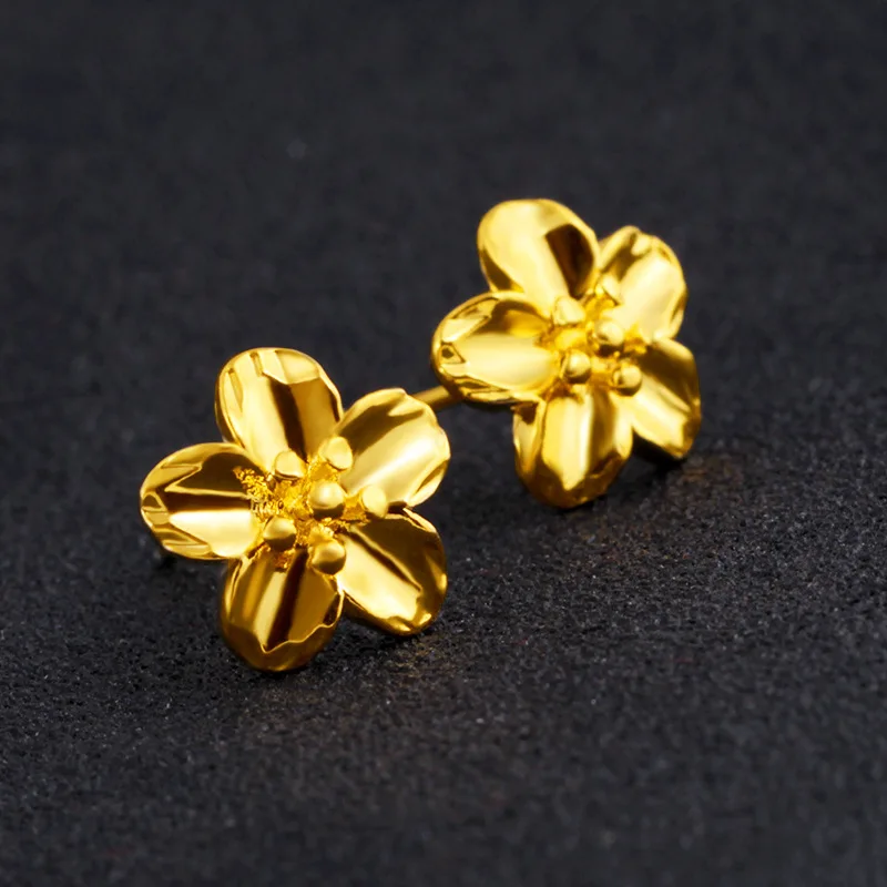 

Fashion 14K Gold Flower Stud Earrings for Women Wedding Engagement Fine Jewelry Luxury Earring Not Fade Fine Jewelry Gifts