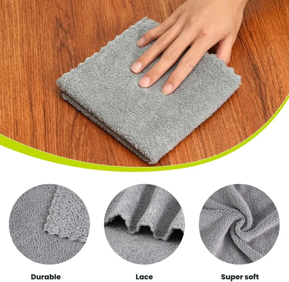 Ultra-Soft Microfiber Cloths, 12-Pack, 11.8x11.8in, Quick-Dry, Lint-Free, Scratch-Free, Reusable, for Kitchen, Windows, Glass, Car