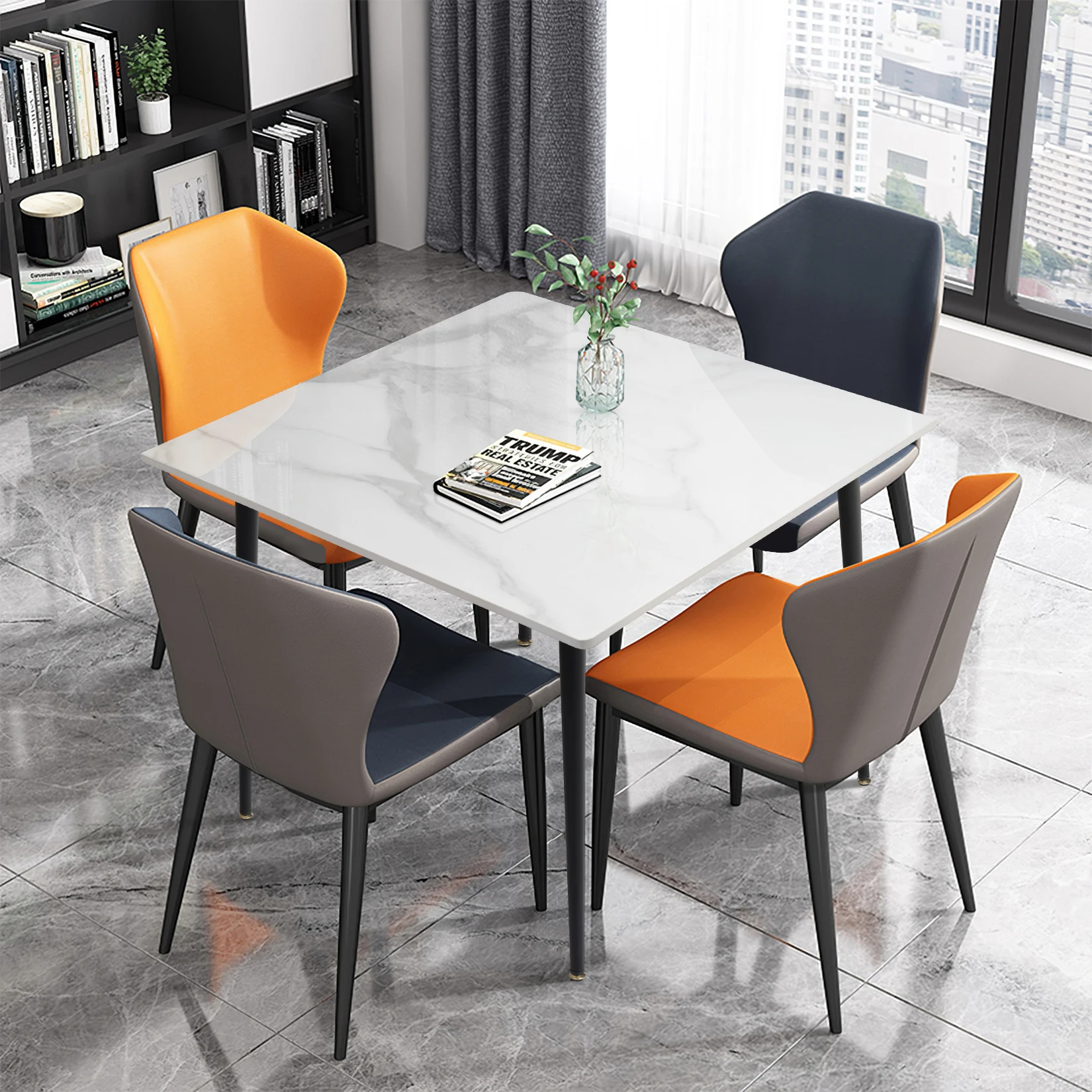 Mid-Century Schiefer Küche Esstisch mit Gesinterte Stein Top und Metall Beine, Schreibtisch für Wohnzimmer, esszimmer