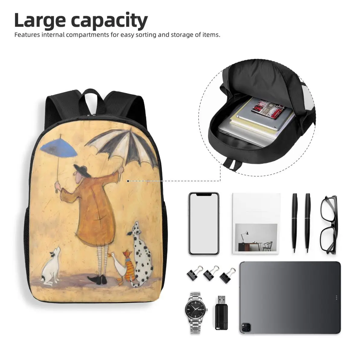 Mochila escolar Sam Basic de 17 polegadas – Mochila minimalista e elegante para adolescentes e adultos jovens