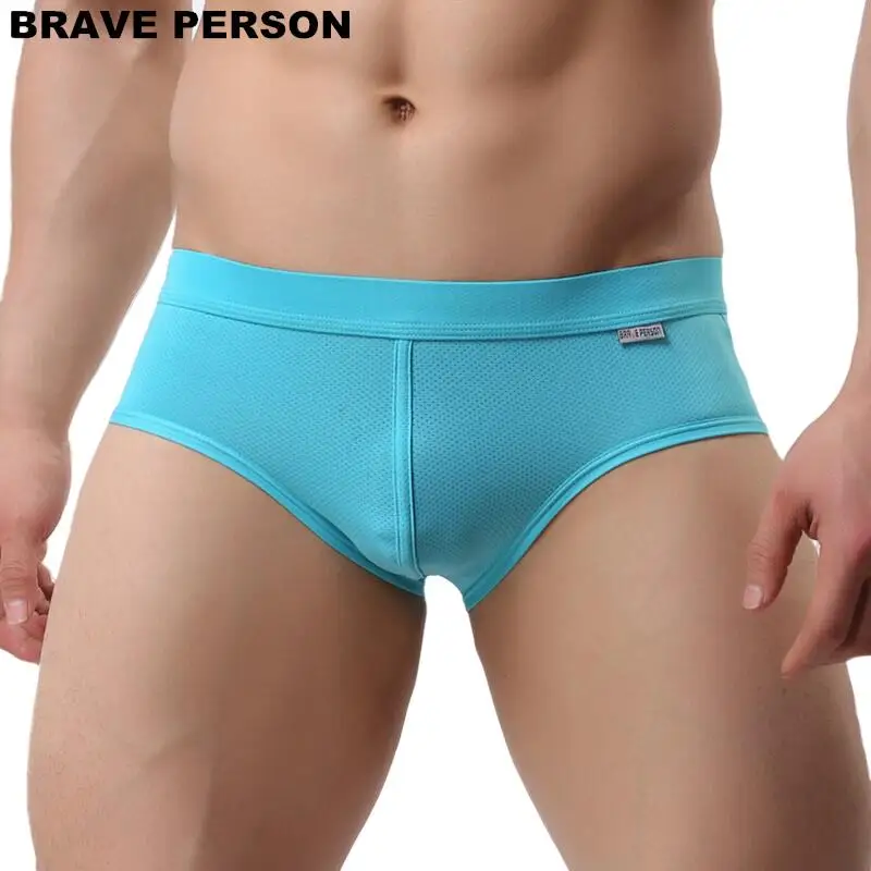 BRAVE PERSON Soft Nylon Underwear Men Boxers Briefs Mesh Breathable Elastic Sexy Boxers High Quality Male Panties Boxershorts