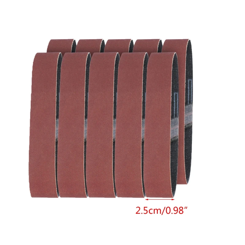 10 Pçs/set Cintos Lixa 25x330mm Cinto Abrasivo 120/320/600 Grits Lixar Banda Dropship