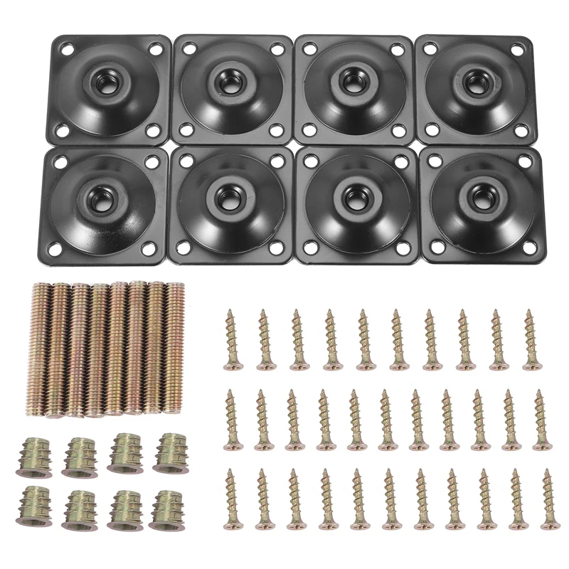 8Sets Flat Mounting Plates Furniture Leg Attachment Plates T-Plate For Sofa Legs With M8 Hanger Bolts