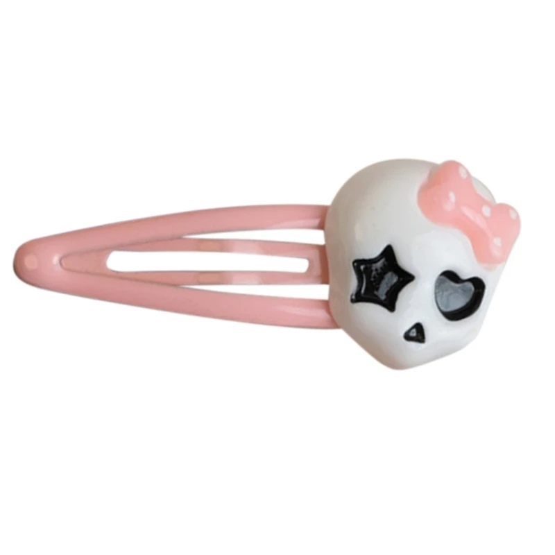 Delicate Pink Skull Hairpin Y2k Hair Clip Spring Cream Feeling