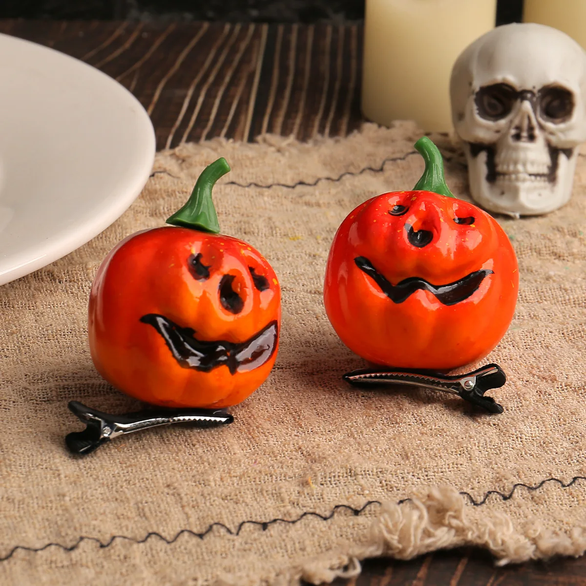 Halloween Pumpkin Hair Clips - Fun Smiley Pumpkin Hair Accessories for Masquerade Trick or Treat Cosplay and Holiday Decorations