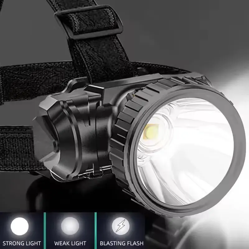 LED Strong Light Five Headed Outdoor Waterproof Fishing Light USB Rechargeable Ultra Bright Head Mounted Flashlight