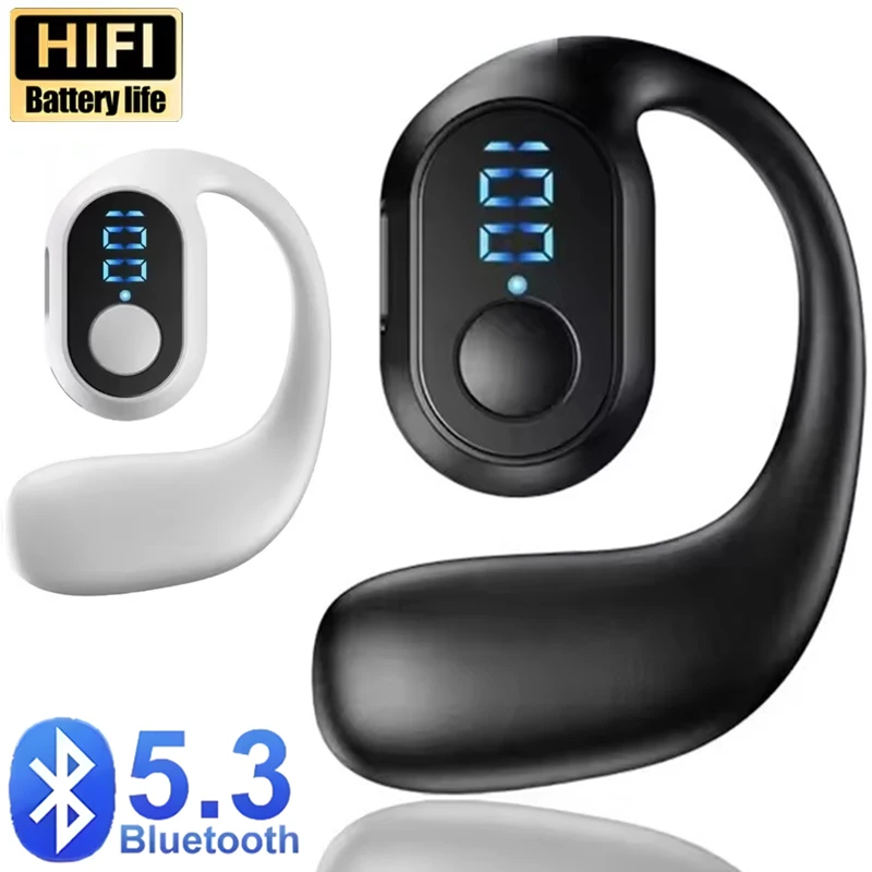 Bluetooth Earpiece V5.3 Wireless Handsfree Headset with Mic Single Earbuds Noise Canceling Earphones for iPhone 16 15 Android