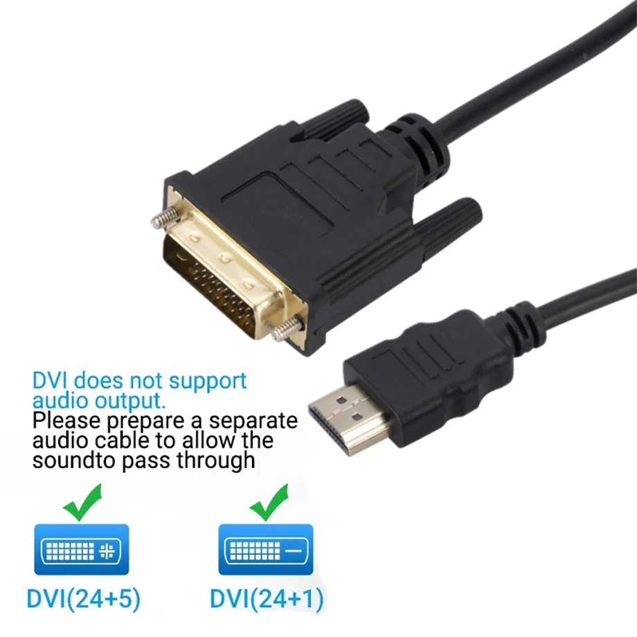 HDMI-Compatible to DVI Cable Bi-direction HDMI Male 24+1 DVI-D Male Adapter 4K Converter for Xbox HDTV DVD LCD DVI to HDMI Cable