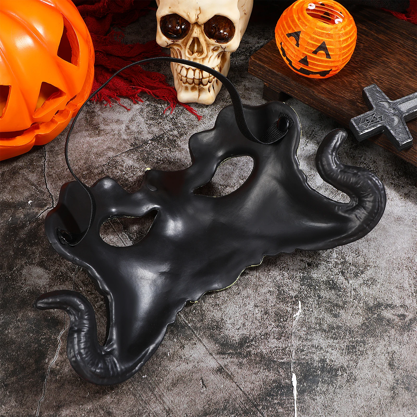 

Sheep Horn Demon Mask Men Creepy Face Horror Half Halloween Costume Scary Goat