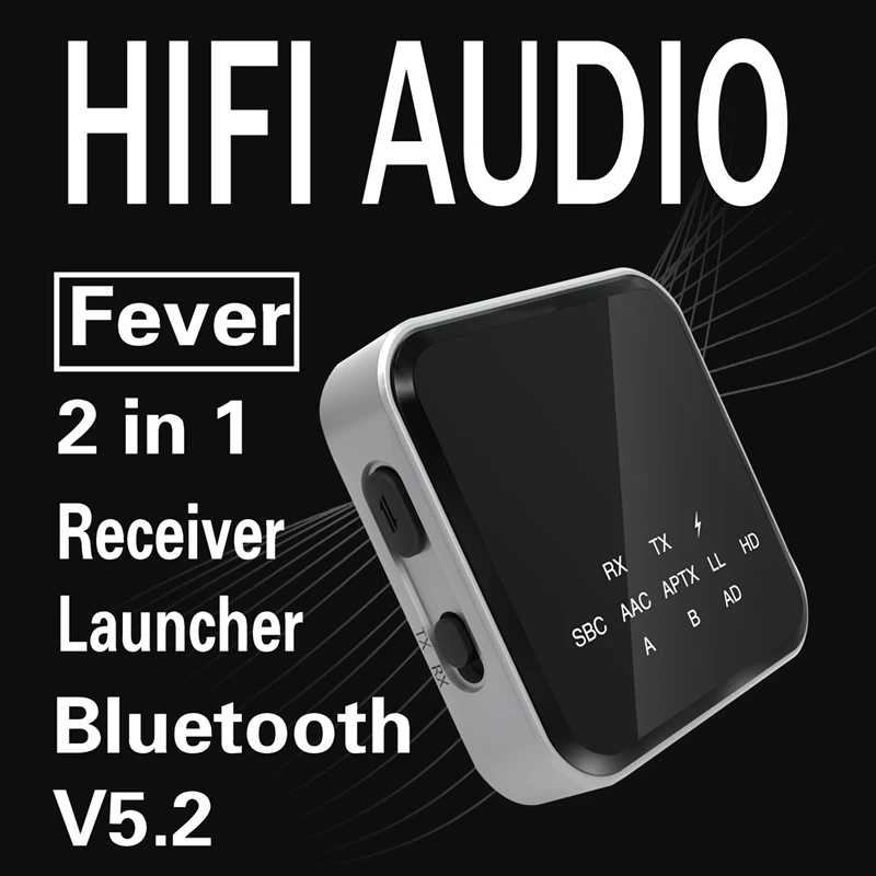 2 em 1 alta fidelidade bluetooth 5.2 aptx hd transmissor receptor adaptador de áudio bluetooth para o sistema estéreo tv carro