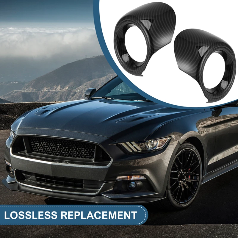 Car Front Fog Light Trim Ring For Ford Mustang 2015-2017 Fog Lamp Protection Cover Carbon Fiber