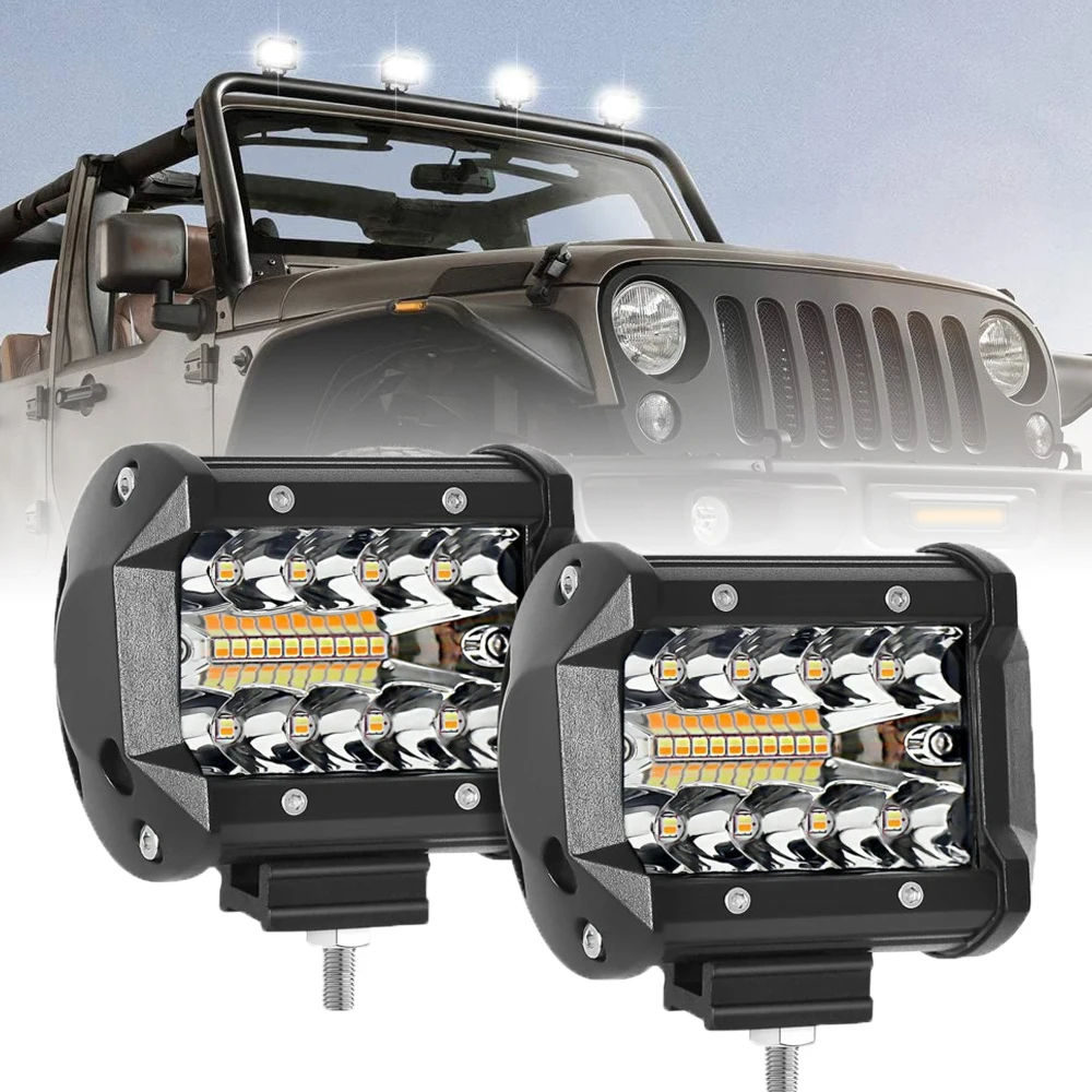 

HYNBYZJ 1 pair of 4 inch square working lights LED headlights amber white LED spotlights, 5 lighting modes, driving lights
