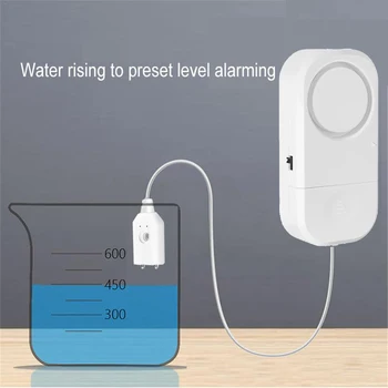 누수 알람, 1m 감지 케이블, 3 단계 알람 볼륨, 최대 120dB