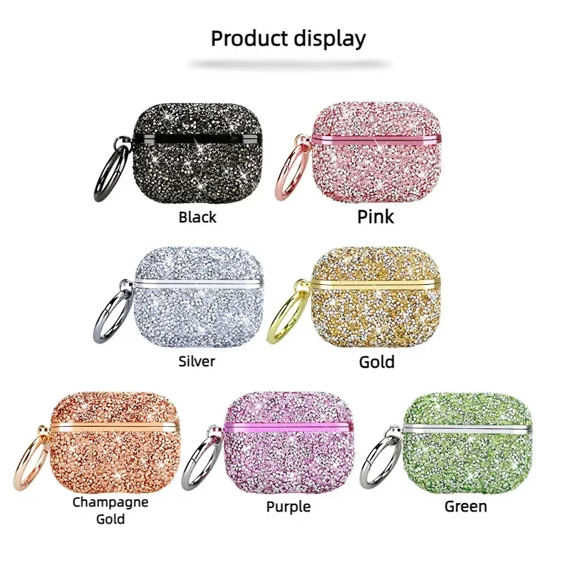 Case for Apple AirPods 1 2 Pro 3rd Generation Case Glitter Jewelled with Ring Strap Fundas Earpods Cover for AirPods Pro 2 Case