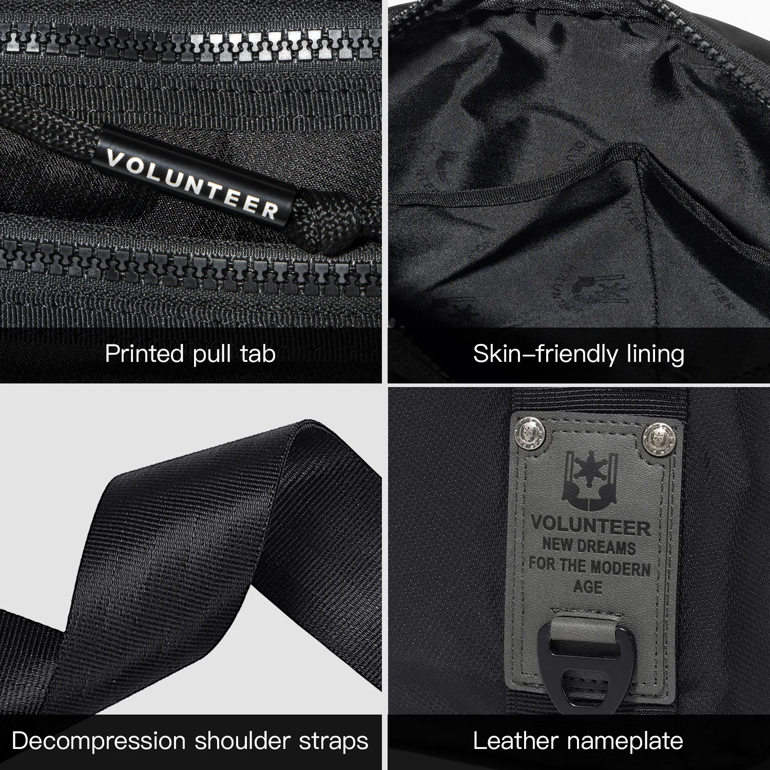 VOLUNTEER Casual Chest Bag for Men Waterproof Oxford Cloth Waist Bag Man Travel Outdoor Sports Running Crossbody Bag 1809-03