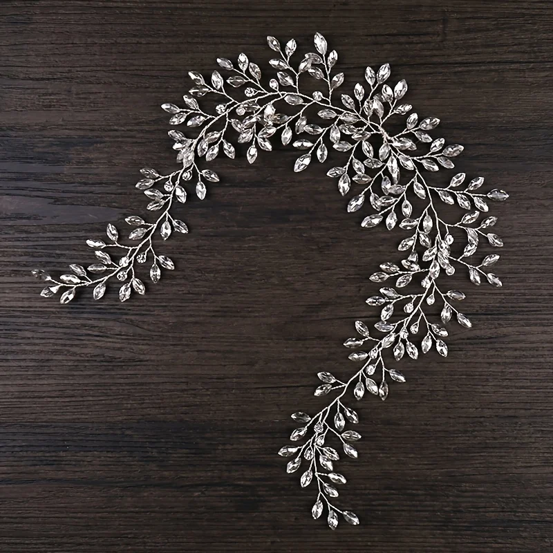 หรูหราสีเงินคริสตัล Tiara สําหรับเจ้าสาว Rhinestone เจ้าสาวงานแต่งงานอุปกรณ์เสริมผมเครื่องประดับแถบคาดศีรษะ Hairband