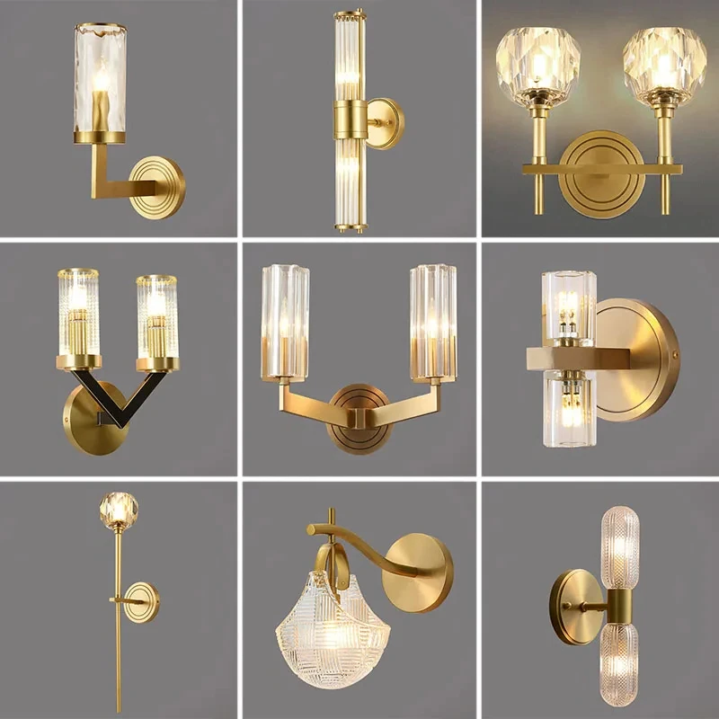 

Postmodern Copper Wall Lamp Light Luxury American Minimalist Living Room Dining Room Lamp Bedroom Study Lighting